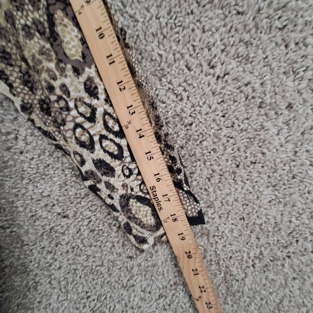 Cupio Tunic Dress Women's XL White Black Leopard Print Sheer Asymmetrical Hem